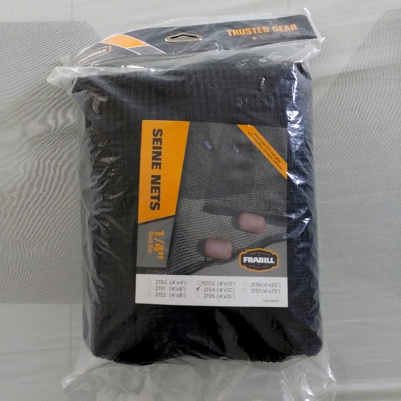 Frabill Minnow Seine Nets 1/4in. Size Mesh 4 x 12ft. 2154 New/Sealed Black Color - Picture 1 of 5